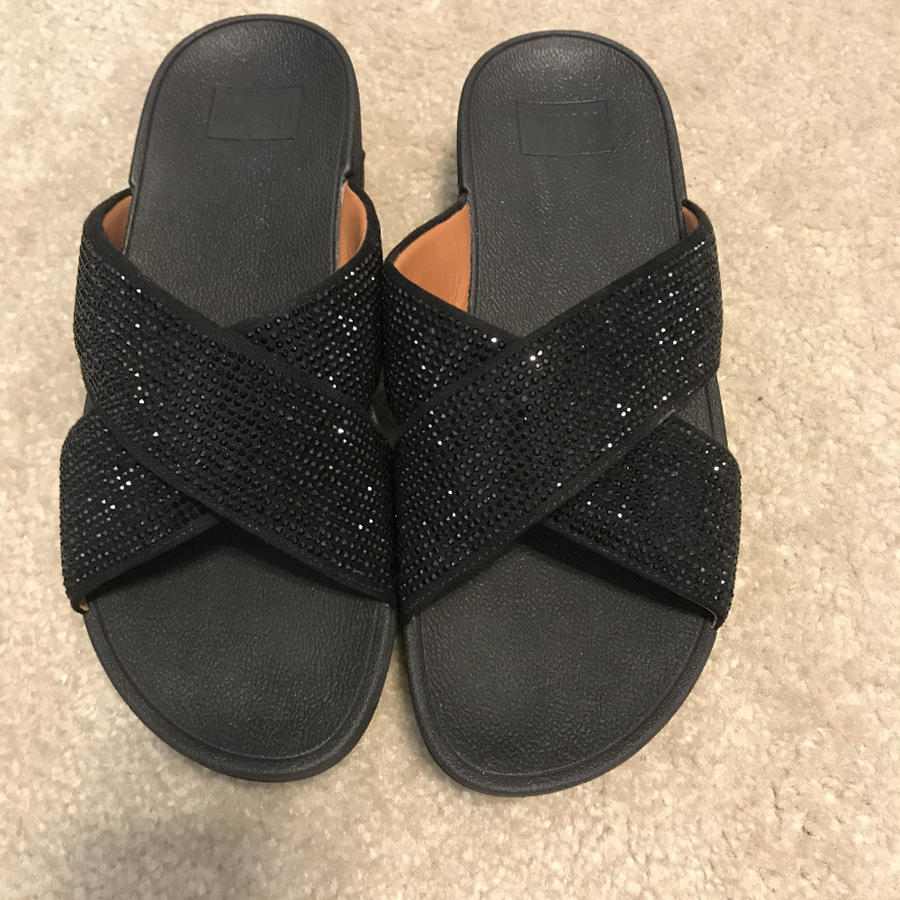 Fitflip Black Sparkle flip flops size 7